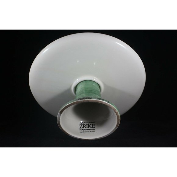 ZRIKE Winter Frolic Pedestal Cake Plate Stand Hand Painted Italy Michal Sparks - Picture 10 of 10